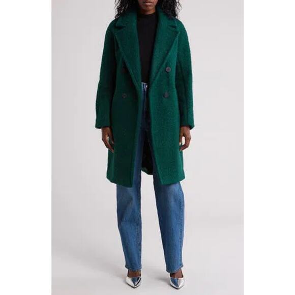 BCBGeneration Double Breasted Bouclé Longline Coat Emerald Green Women’s Small - Picture 1 of 9
